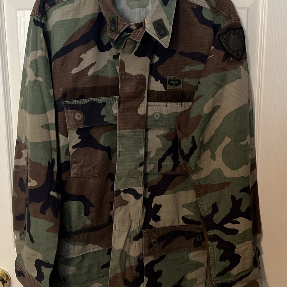 US Army Combat Jacket Mens Camo Woodland Hot Weather Military Coat Medium Long